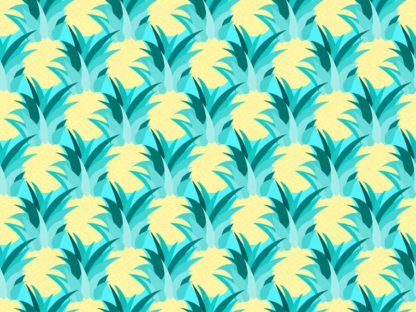 パイナップルシームレスパターン 夏の果物のパターン パイナップルフルーツ Tシャツ 紙や布にプリントのための熱帯の背景 ベクターイラスト — ストックベクタ