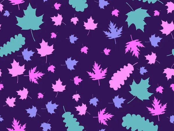 秋天留下无缝图案 多彩的落叶 橡树和枫树秋季背景印刷 包装纸和广告 矢量说明 — 图库矢量图片