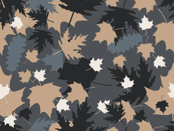 秋天留下无缝图案 橡树和枫树包装纸 面料和印花的背景 矢量说明 — 图库矢量图片
