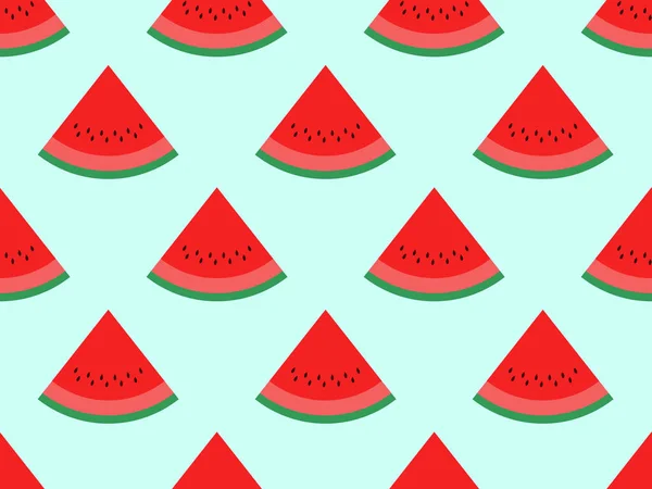 Wassermelone Scheiben Nahtloses Muster Dreieckige Scheibe Wassermelone Mit Samen Sommerfruchthintergrund — Stockvektor