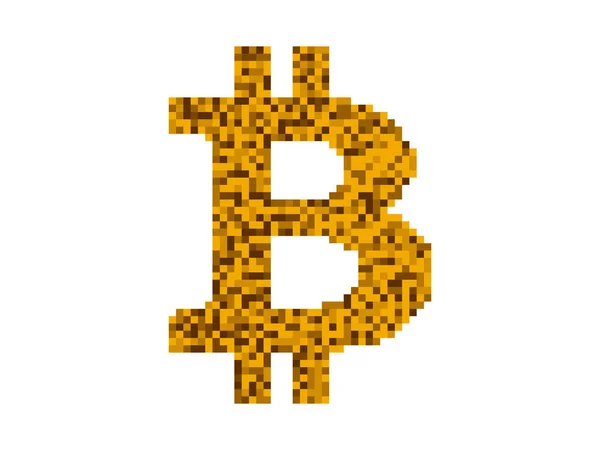 Bitcoin Szimbólum Pixel Art Stílusban Bites Bitcoin Jel Pixelek Izolált — Stock Vector