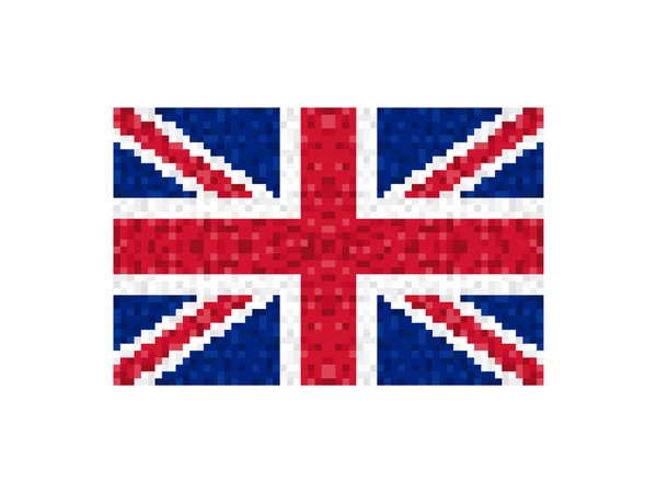 Flag Great Britain Pixel Art Bit Great Britain Flag Sign — Stock Vector