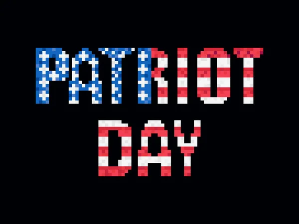 Día Del Patriota Septiembre Bandera Usa Dentro Letras Pixel Art — Archivo Imágenes Vectoriales