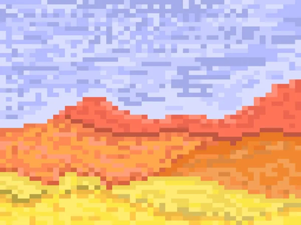 Pixel Paisagem Deserto Com Dunas Areia Retro Bit Jogo Vídeo — Vetor de Stock