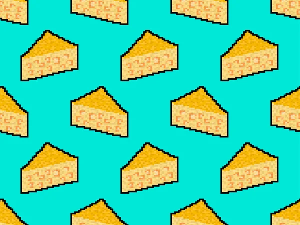 Τυρί Bit Τέχνη Pixel Αδιάλειπτη Μοτίβο Pixel Τυρί Τρύπες Bit — Διανυσματικό Αρχείο