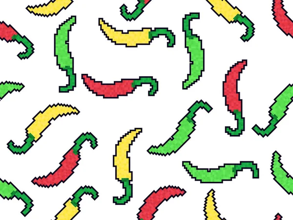 고추는 스타일로 무늬가 Pixel Chili Pepper 비디오 그래픽스 스타일 프린트를 — 스톡 벡터