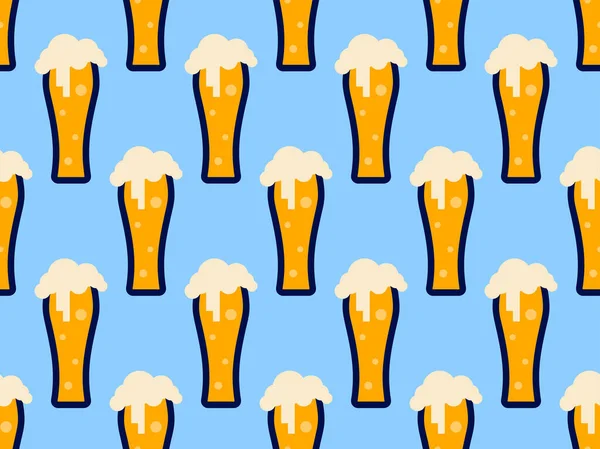 Bier Naadloos Patroon Een Glas Bier Drinkfeest Ontwerp Voor Het — Stockvector