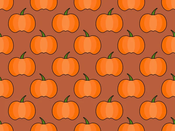 Dýně Bezešvé Vzor Podzimní Pozadí Dýněmi Krásný Design Pro Halloween — Stockový vektor