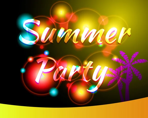 Summer party. The bright highlights on the background. Banner night beach party. Template for text — Stock Vector