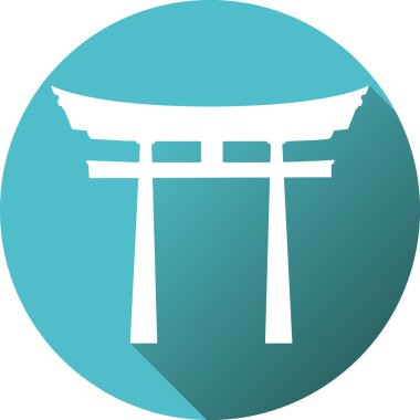 Japonya kapısı. Torii kapısı. Düz. Şinto
