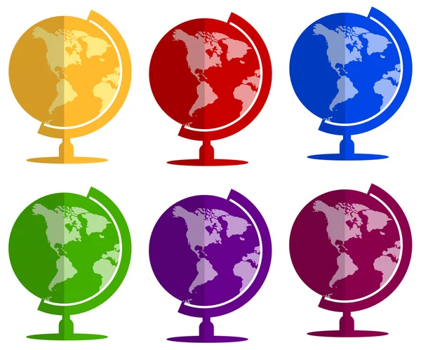 Earth globe flat icon set — Διανυσματικό Αρχείο