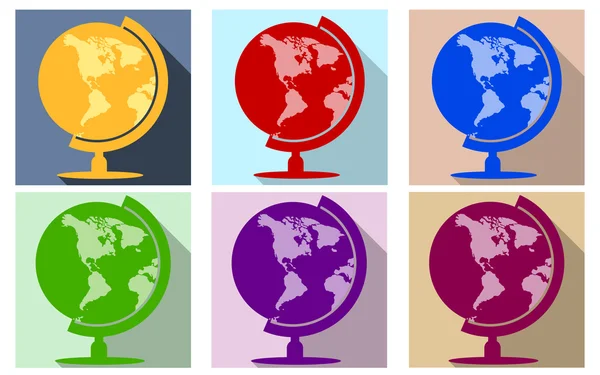 Tierra globo plano icono conjunto — Archivo Imágenes Vectoriales