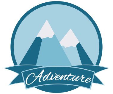 Mountain Adventure. Labels adventure. Snow-covered mountain peaks, logo, label. Vector illustration.