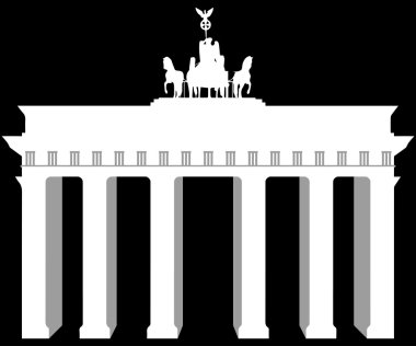 Brandenburg Gate in Berlin. Harmonious colors. White outline on black background.