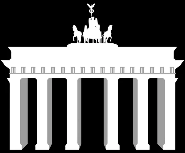 Brandenburg Gate in Berlin. Harmonious colors. White outline on black background. — Stockvector
