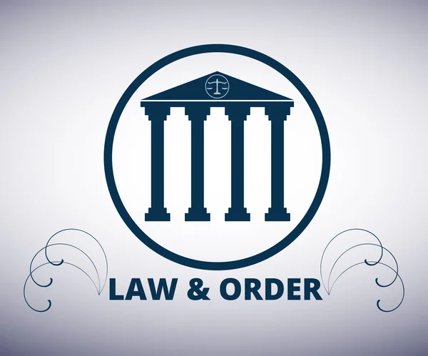 Kanun ve düzen. Adliye Sarayı. Sütunları ile bina. Vektör simgesi. Logo.