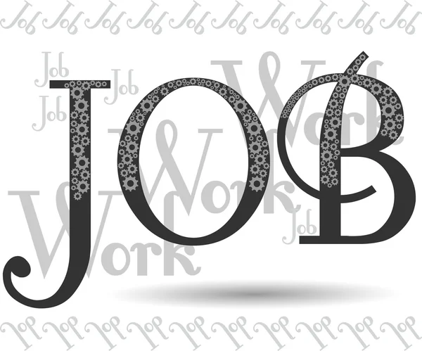 Word job. Job search. Banner ads, job search. Vacancy. Gears. Vector illustration. — Stock Vector