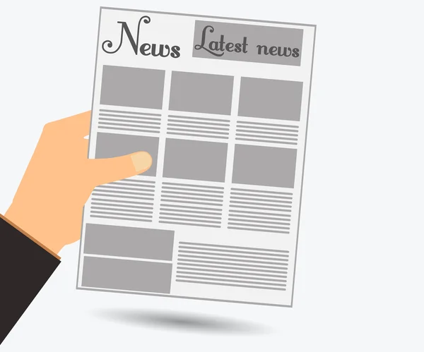 Houden in je hand een krant. De krant lezen. Bekijk nieuws in de krant. Vectorillustratie. — Stockvector