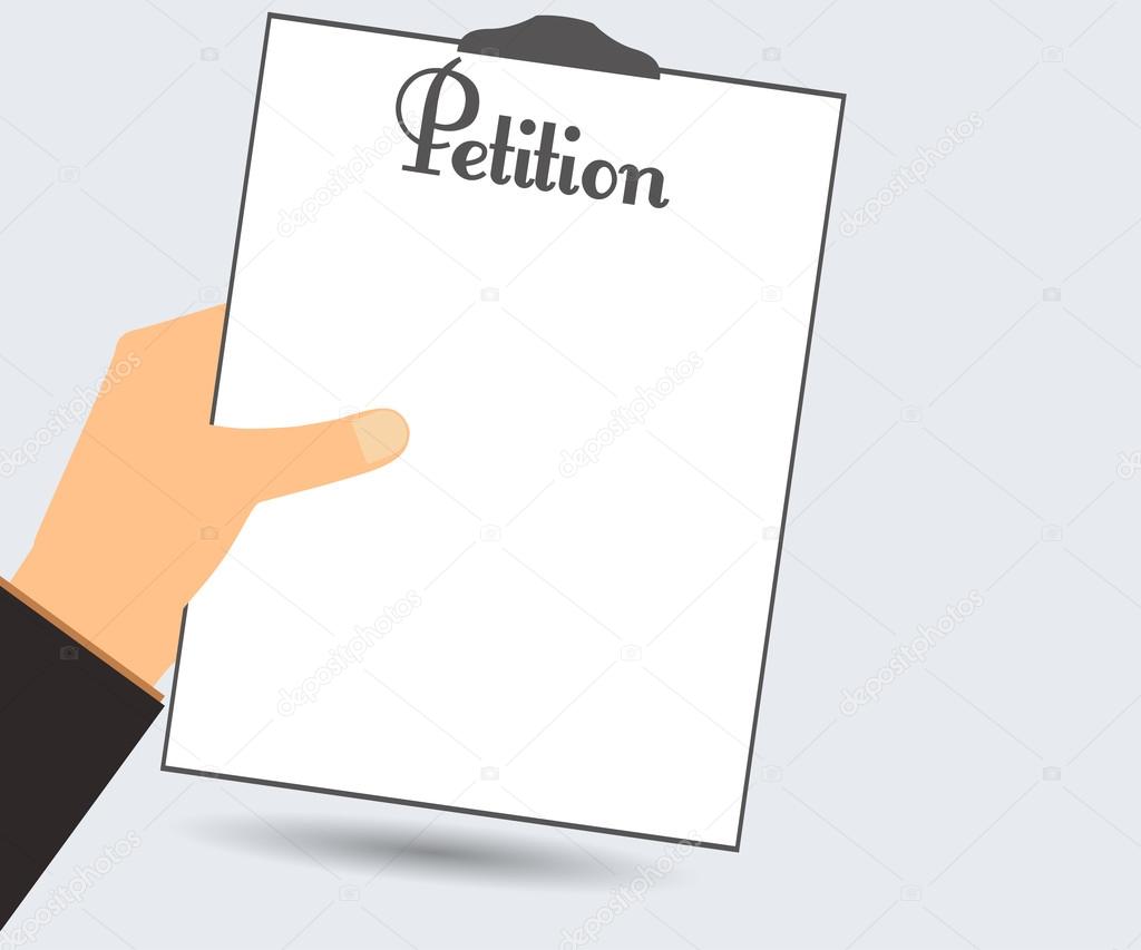 Petition. The petition in hand. Vector illustration in a flat style. Design element.