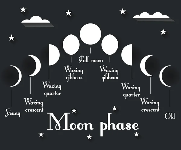 As fases da lua. Ilustração vetorial . — Vetor de Stock