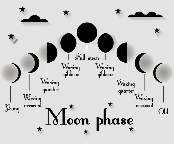 Las fases de la luna. Ilustración vectorial . — Vector de stock
