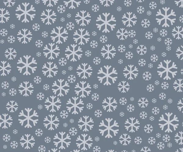 Flocos de neve em um fundo cinza. Fundo de inverno. Ilustração vetorial em estilo plano com sombras longas . — Vetor de Stock