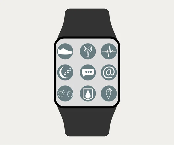 Smart watch. Application icons and function of smart hours. Fitness Tracker. — 图库矢量图片