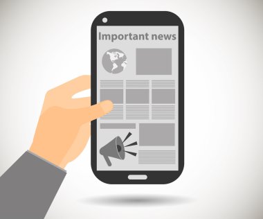 Online gazete, dergi. Smartphone elinde. Önemli haberler. Tablet PC.