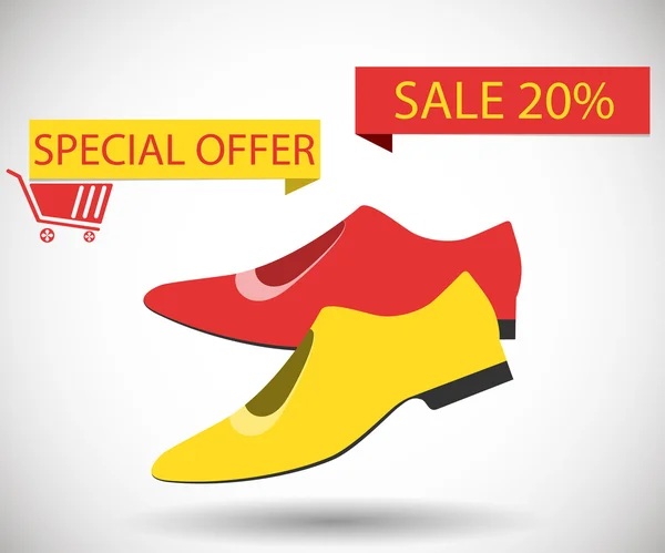 Sale shoes. Discount of 20 percent. Special offer. — Stock Vector