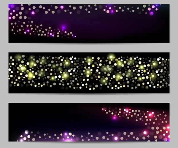 Conjunto de pancartas brillantes. Banner de luz Bokeh. Fondos brillantes . — Archivo Imágenes Vectoriales