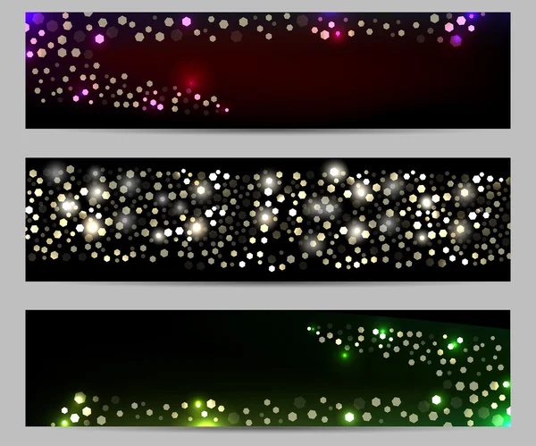 Conjunto de pancartas brillantes. Banner de luz Bokeh. Fondos brillantes . — Archivo Imágenes Vectoriales