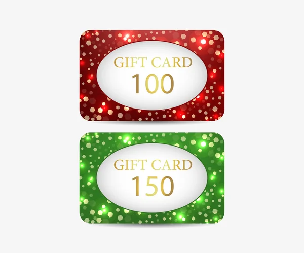 Tarjeta de regalo. Conjunto de tarjetas de regalo brillantes . — Vector de stock