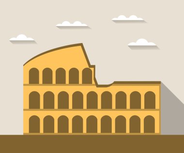 Roma'daki Colosseum. Düz bir stil çizimde