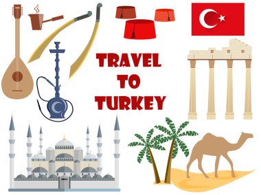 Türkiye'ye seyahat. Türkiye'nin sembolleri. Turizm ve macera. 