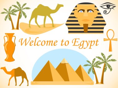 Welcome to Egypt. Symbols of Egypt. Tourism and adventure.