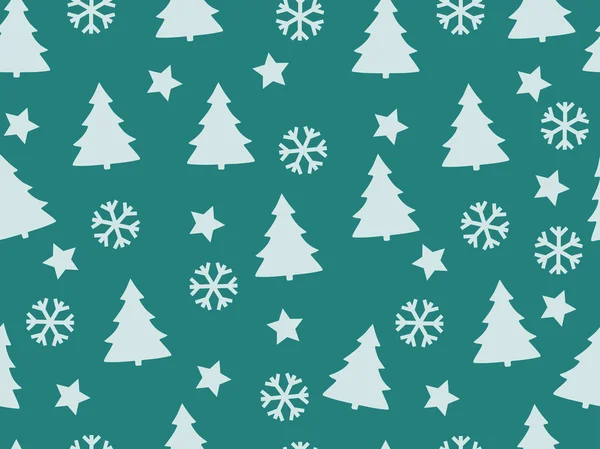 Χριστούγεννα χωρίς ραφή πρότυπο με τα χριστουγεννιάτικα δέντρα, νιφάδες χιονιού και — Διανυσματικό Αρχείο