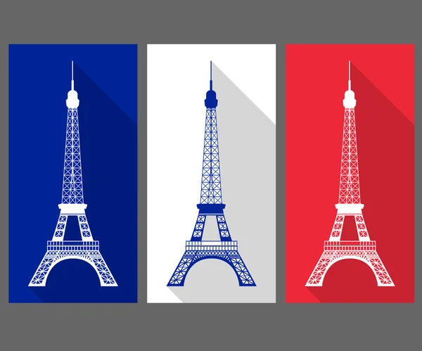 La Torre Eiffel en los colores de la bandera francesa — Vector de stock