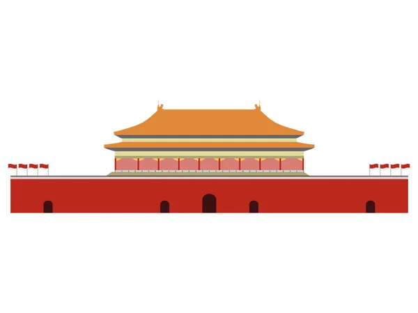 Verboden stad. Poort van de hemelse vrede. Tiananmen-plein. Beijin — Stockvector