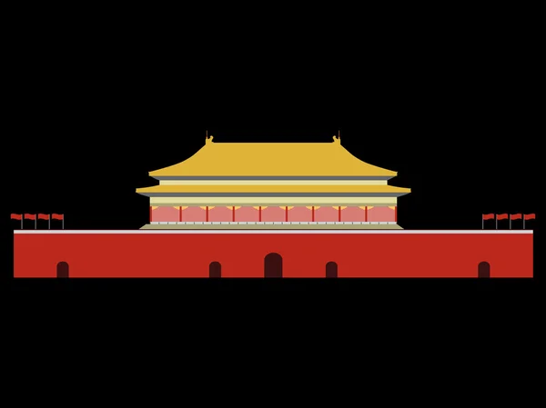 紫禁城。天界平安之门。天安门广场。北京 — 图库矢量图片