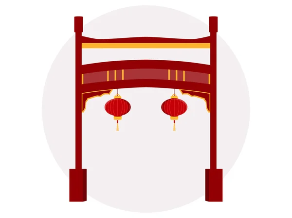 Chinese gate. Paifang.Vector illustration. — Stock Vector