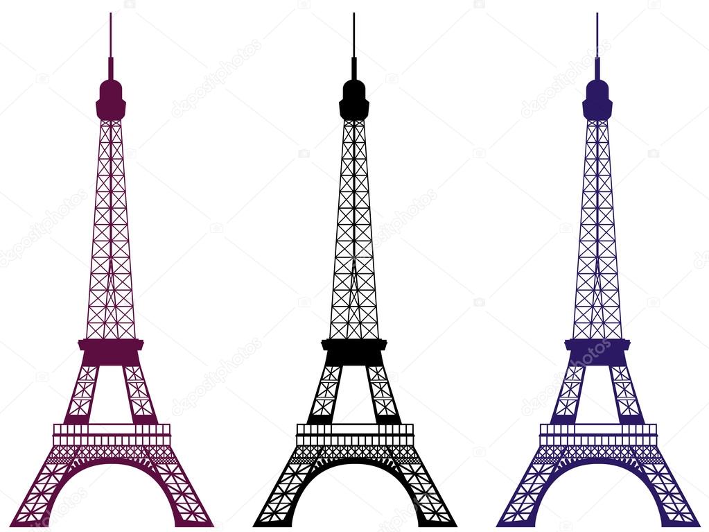 Eiffel Tower. Isolated object. Set.