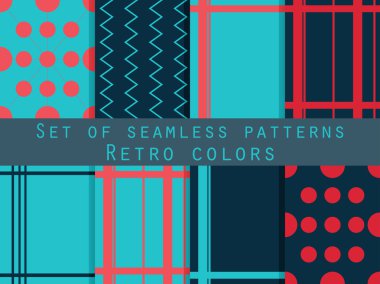 Dikişsiz desen seti. Geometrik seamless modeli. Retro colo