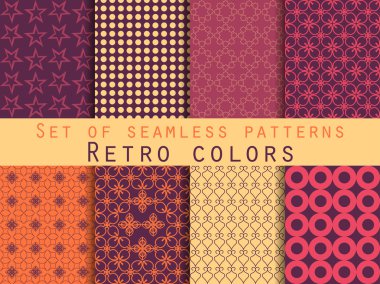 Dikişsiz desen seti. Geometrik seamless modeli. Retro renkleri.