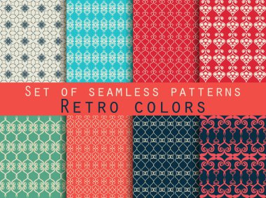 Dikişsiz desen seti. Geometrik seamless modeli. Retro renkleri.