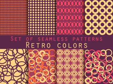 Dikişsiz desen seti. Geometrik seamless modeli. Retro renkleri.