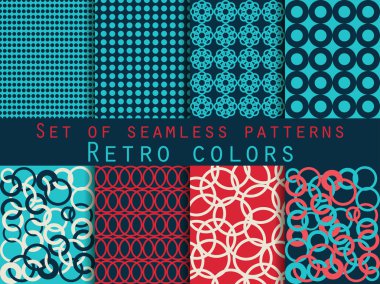 Dikişsiz desen seti. Geometrik seamless modeli. Retro renkleri.