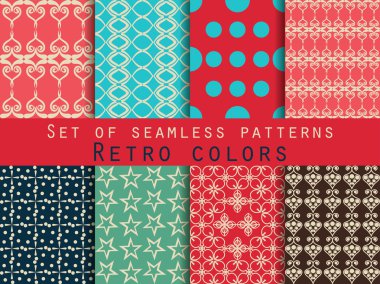 Dikişsiz desen seti. Geometrik seamless modeli. Retro renkleri.