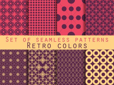 Dikişsiz desen seti. Geometrik seamless modeli. Retro colo