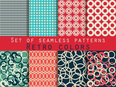Dikişsiz desen seti. Geometrik seamless modeli. Retro renkleri.