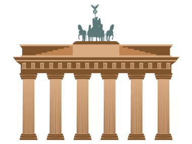 Berlin Brandenburg Kapısı. Beyaz arka plan üzerinde izole.